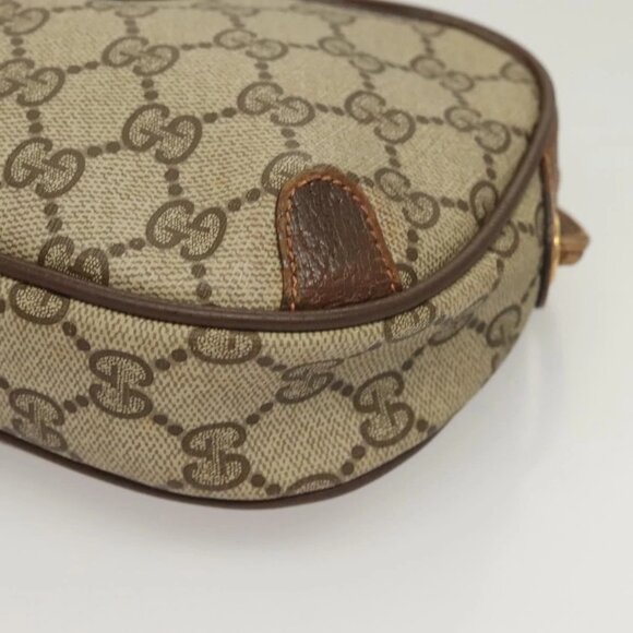 GUCCI GG Supreme Web Sherry Line Bag PVC Beige Gold 156 02 066 Auth bs27546 - Picture 5 of 16